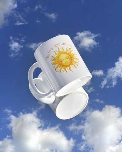 Sun & Moon Ceramic Mug — “Powerful in Practice” Yin Yang Astrology Coffee Cup (Made to Illuminate / Powerful in Presence)