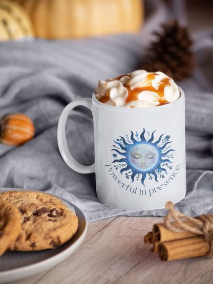 Sun & Moon Ceramic Mug — “Powerful in Practice” Yin Yang Astrology Coffee Cup (Made to Illuminate / Powerful in Presence)