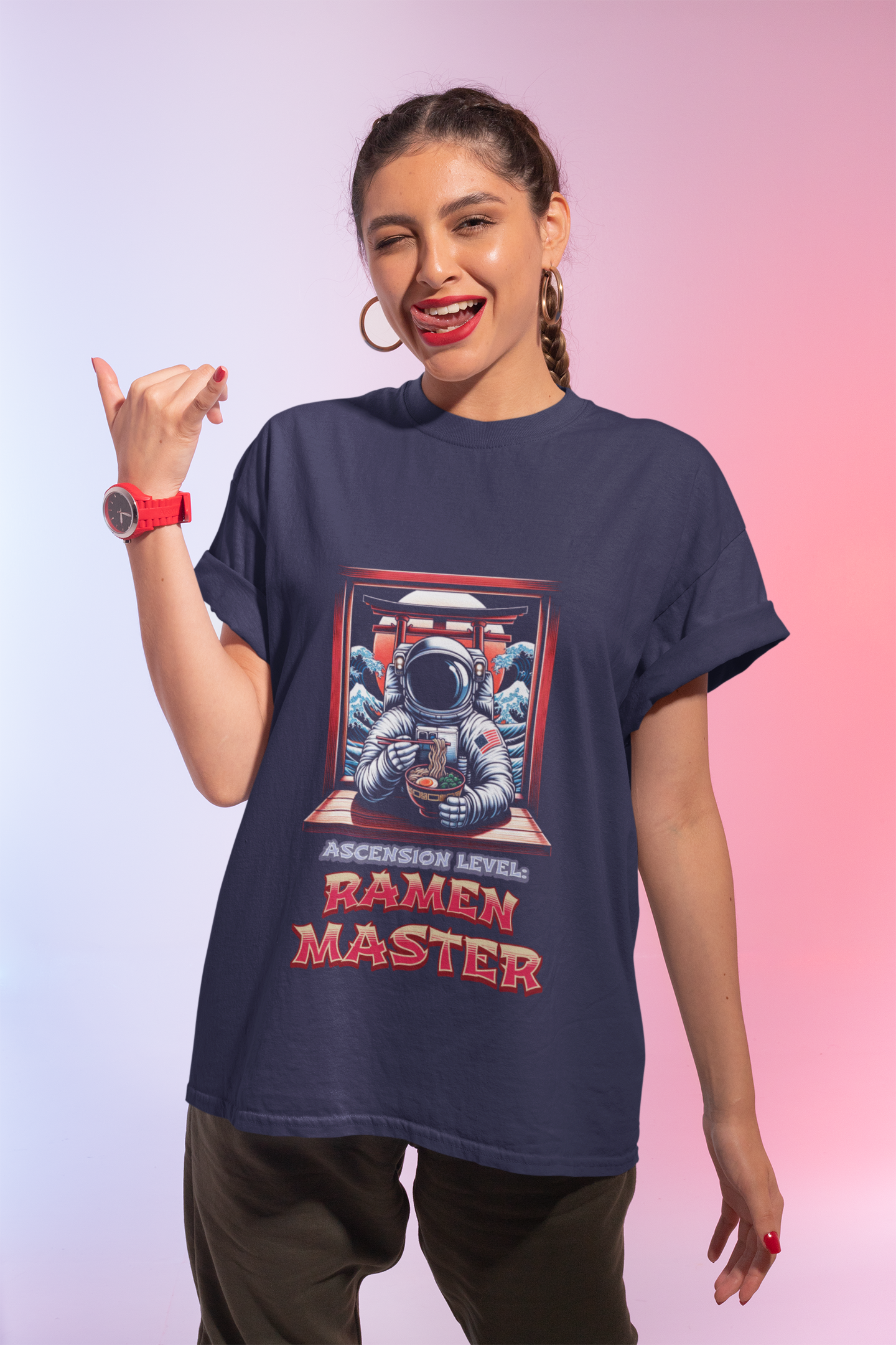 Astronaut Ramen Graphic Tee - "Ascension level: Ramen Master" T‑Shirt