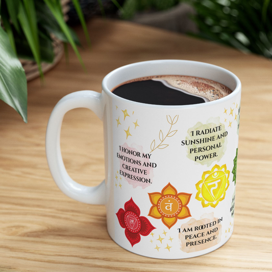 Chakra Affirmation Ceramic Mug — 11oz & 15oz Mindfulness Coffee Cup