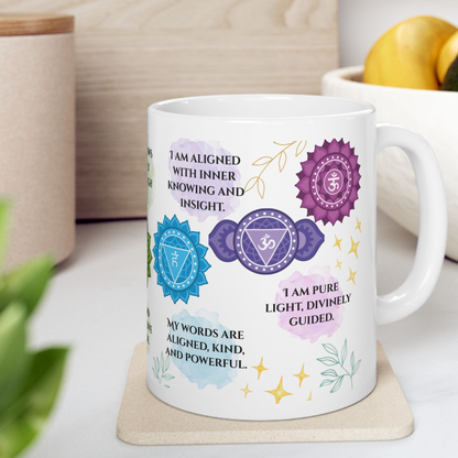 Chakra Affirmation Ceramic Mug — 11oz & 15oz Mindfulness Coffee Cup