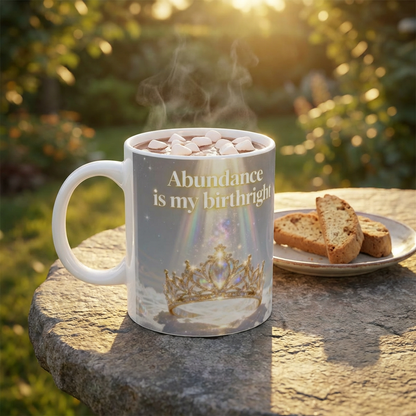 Affirmation Mug — “Abundance is my Birthright” Ceramic Coffee Cup