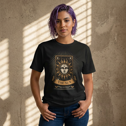 "The Sun" Tarot Tee — Vintage Celestial Sun Card Graphic T-Shirt