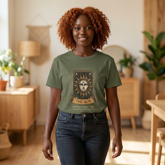 "The Sun" Tarot Tee — Vintage Celestial Sun Card Graphic T-Shirt