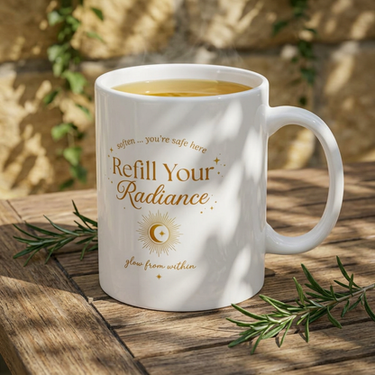 Refill Your Radiance — Inspirational Ceramic Coffee Cup (11oz & 15oz)