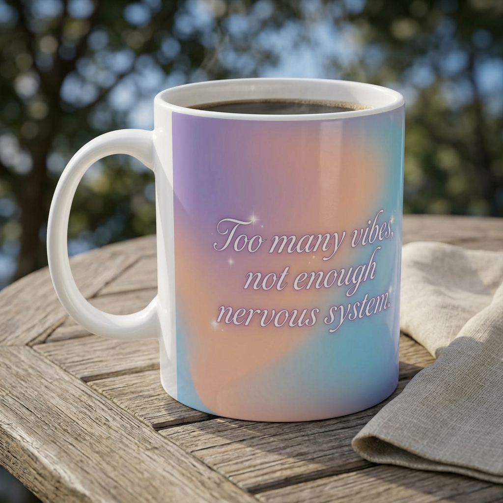 Inspirational Pastel Ceramic Mug – 'Delicious Vibes, Laugh Often' Motivational Coffee Cup