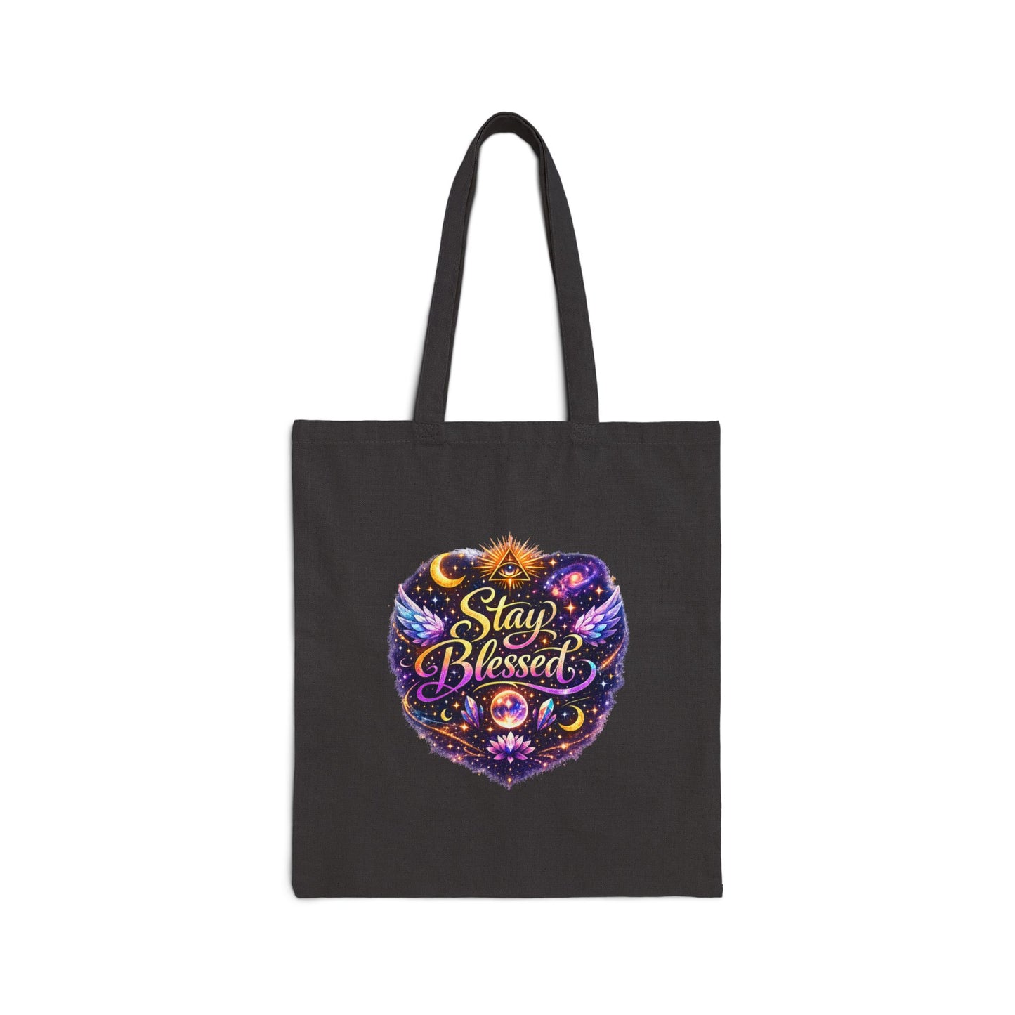 Stay Blessed Heart Canvas Tote Bag — Spiritual Boho Reusable Grocery & Gift Bag