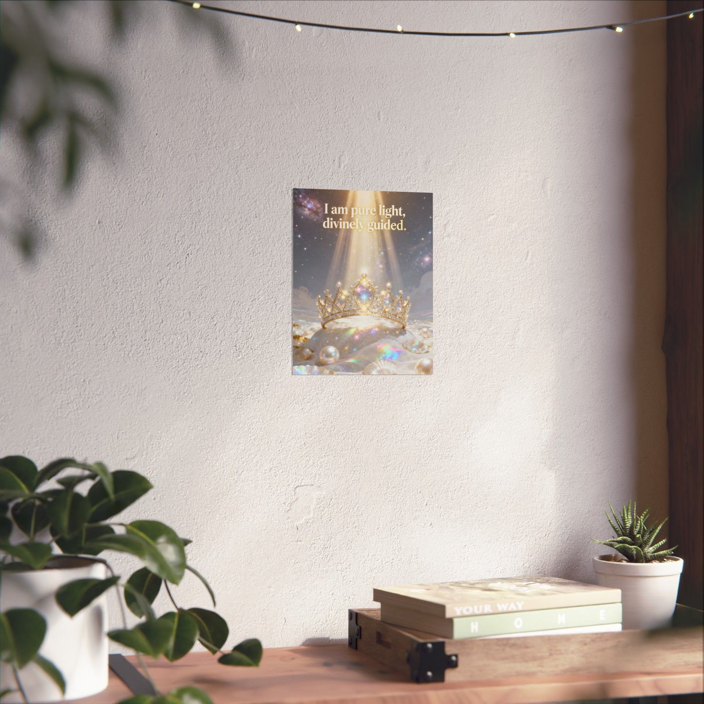 I Am Pure Light, Divinely Guided Matte Poster | Crown, Pearls, Spiritual Affirmation