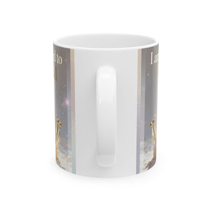 Inspirational Crown Mug – "I am connected to universal wisdom" Ceramic Coffee Cup