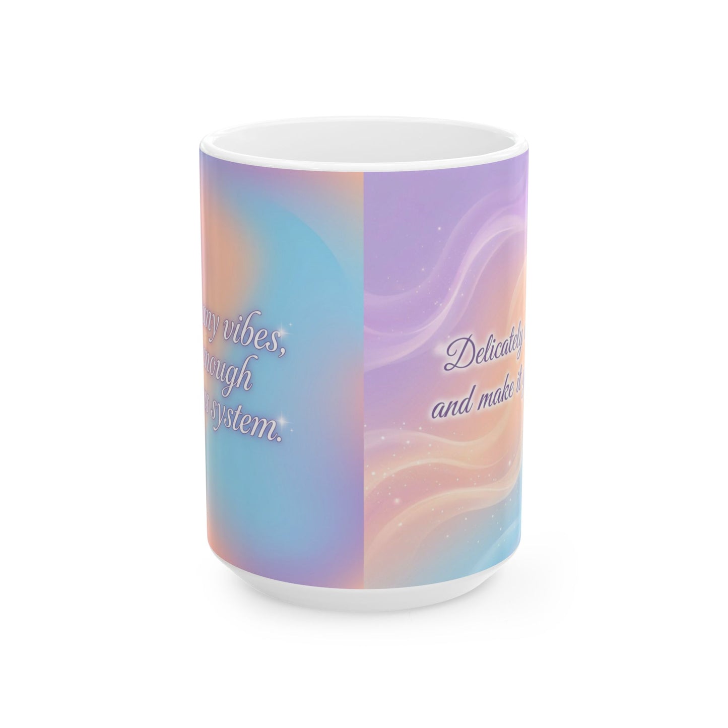 Inspirational Pastel Ceramic Mug – 'Delicious Vibes, Laugh Often' Motivational Coffee Cup