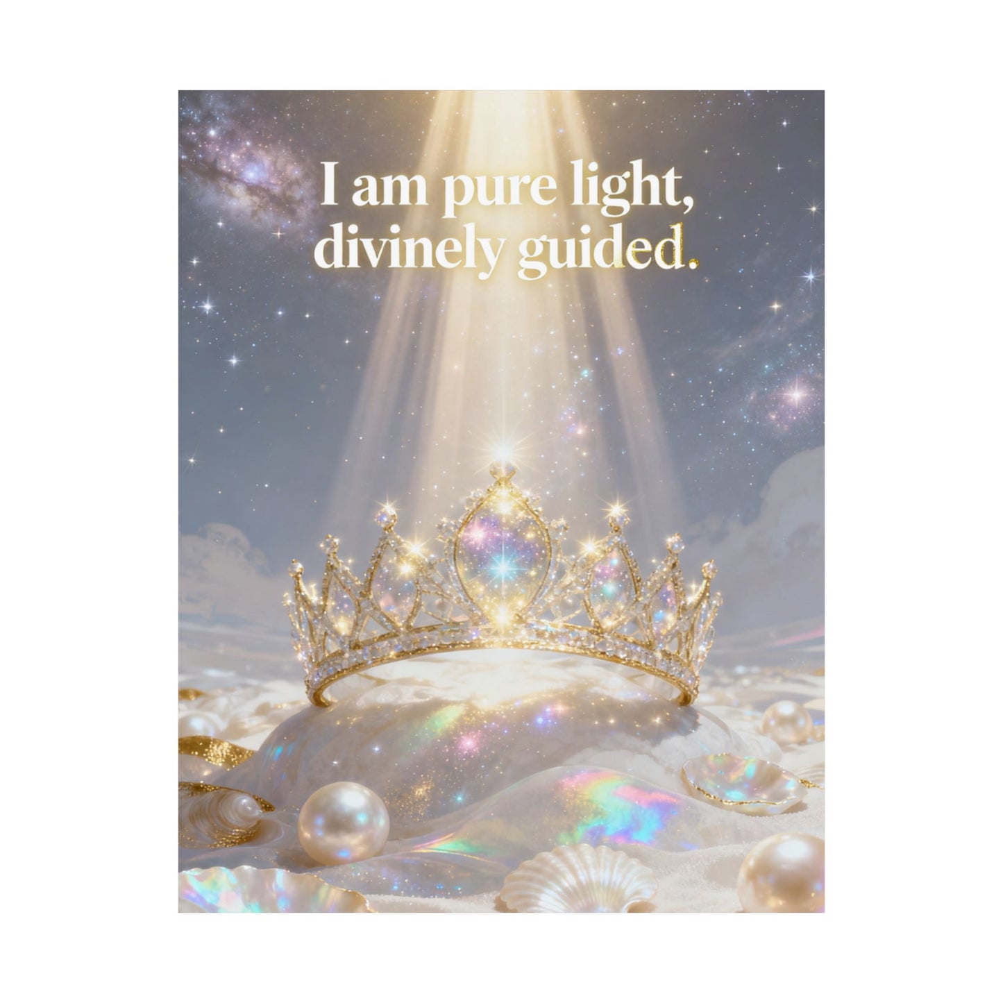 I Am Pure Light, Divinely Guided Matte Poster | Crown, Pearls, Spiritual Affirmation