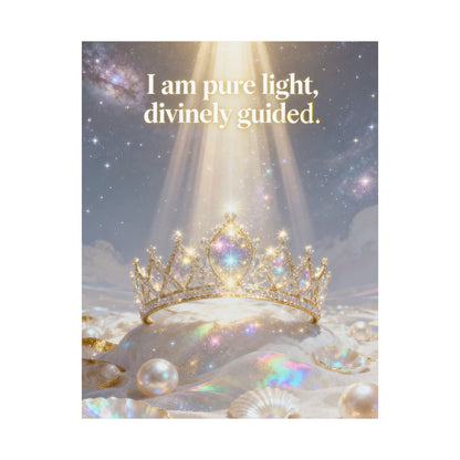 I Am Pure Light, Divinely Guided Matte Poster | Crown, Pearls, Spiritual Affirmation