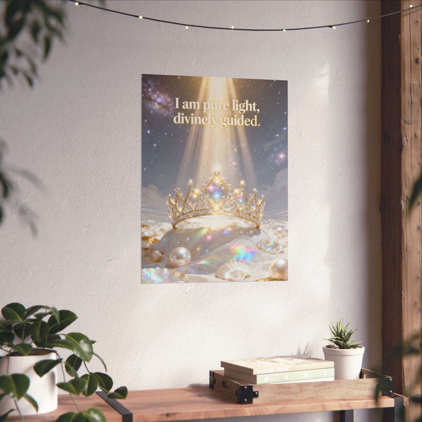 I Am Pure Light, Divinely Guided Matte Poster | Crown, Pearls, Spiritual Affirmation