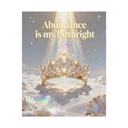 "Abundance Is My Birthright" Inspirational Crown Wall Art — Rolled Poster