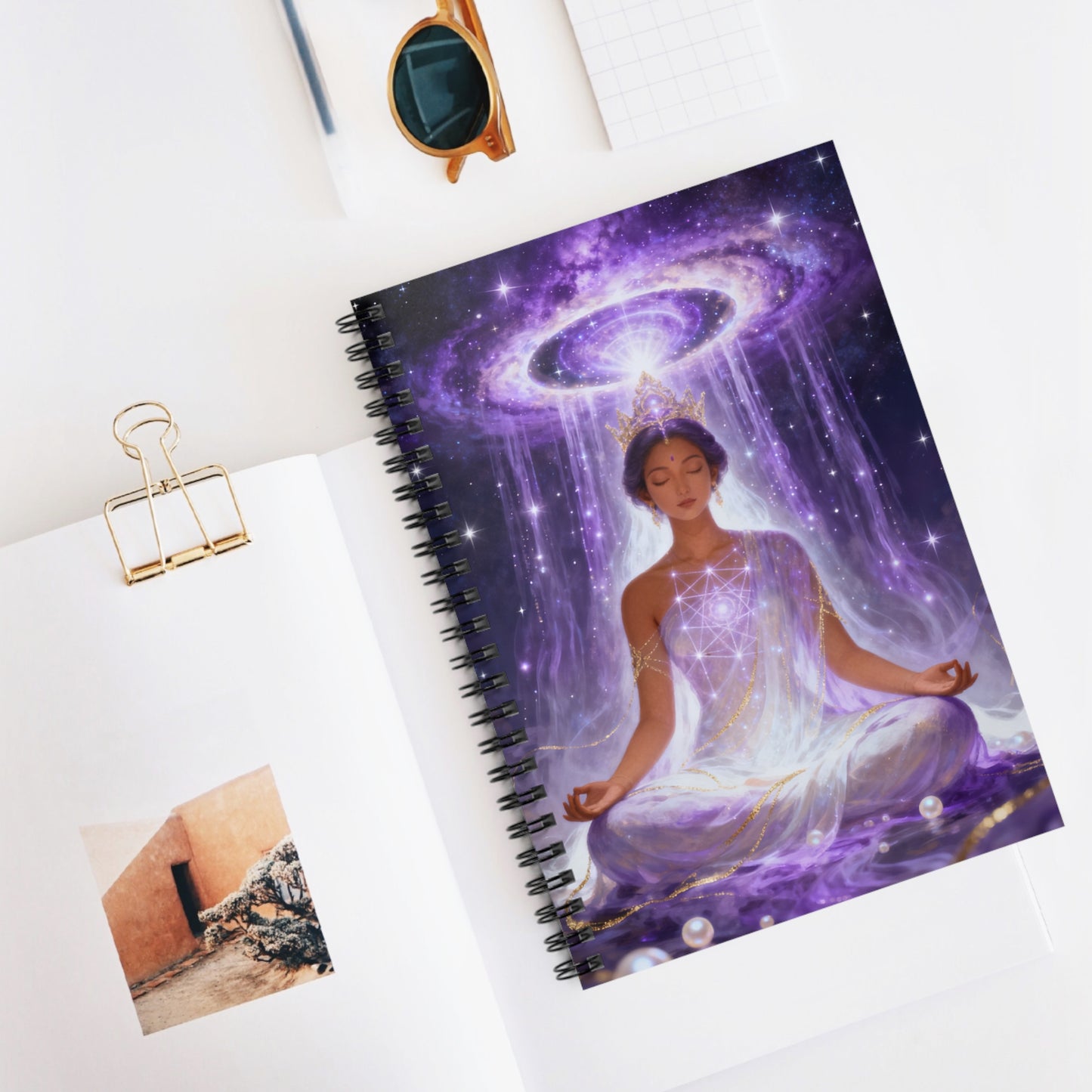 Meditation Notebook — Cosmic Crown Chakra Spiral Journal