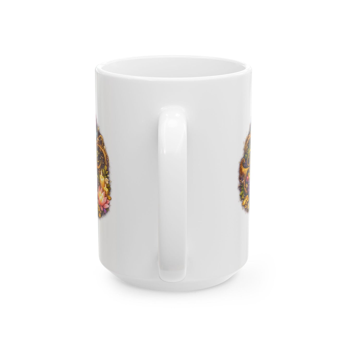 'Abundance is my Birthright' Moon Crystals Floral Ceramic Mug (11oz, 15oz)
