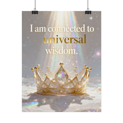 I Am Connected to Universal Wisdom Poster | Inspirational Crown Wall Art