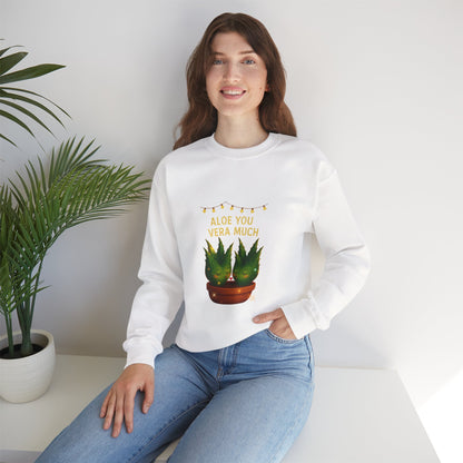 "Aloe You Vera Much" Sweatshirt — Cute Potted Succulent Crewneck Gift