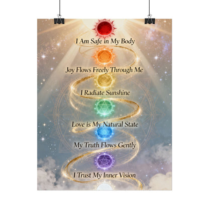 Chakra Affirmation Rolled Poster — Spiritual Wall Art