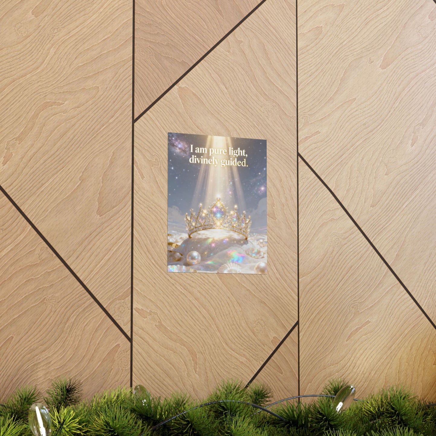 I Am Pure Light, Divinely Guided Matte Poster | Crown, Pearls, Spiritual Affirmation