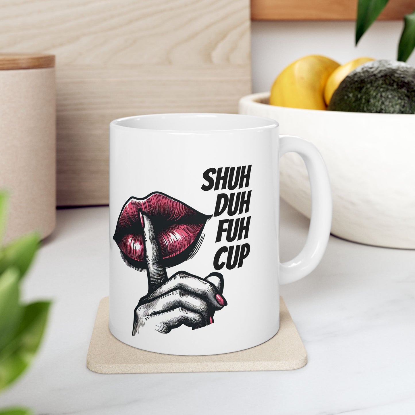 Ceramic Mug — Shh! Lip Print Coffee Mug (11oz)