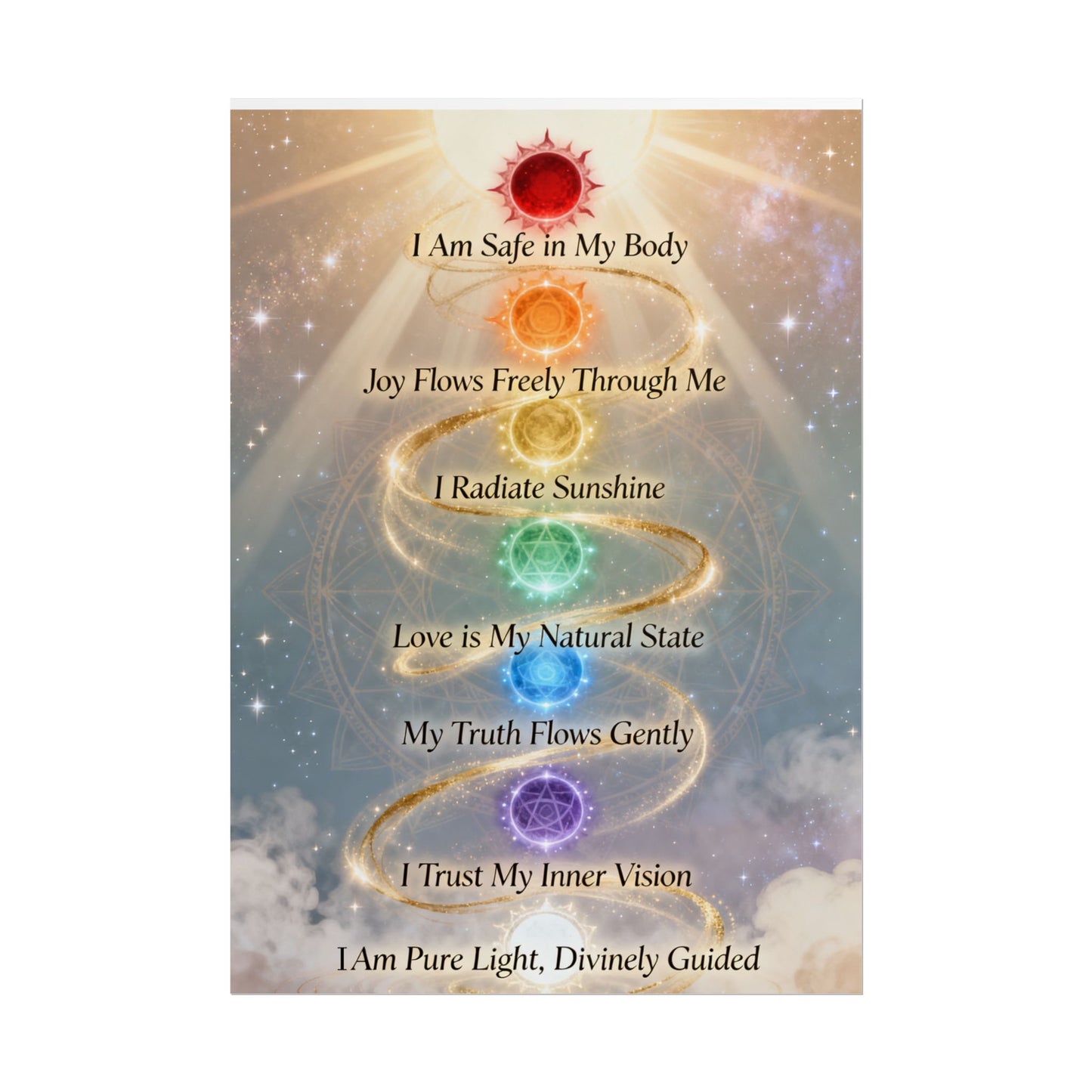 Chakra Affirmation Rolled Poster — Spiritual Wall Art