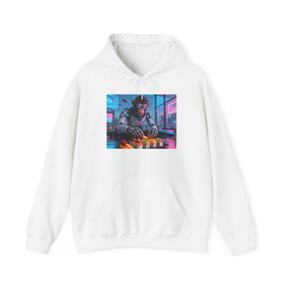 Cyberpunk Sushi Chef Hoodie — Neon Retro Streetwear Pullover