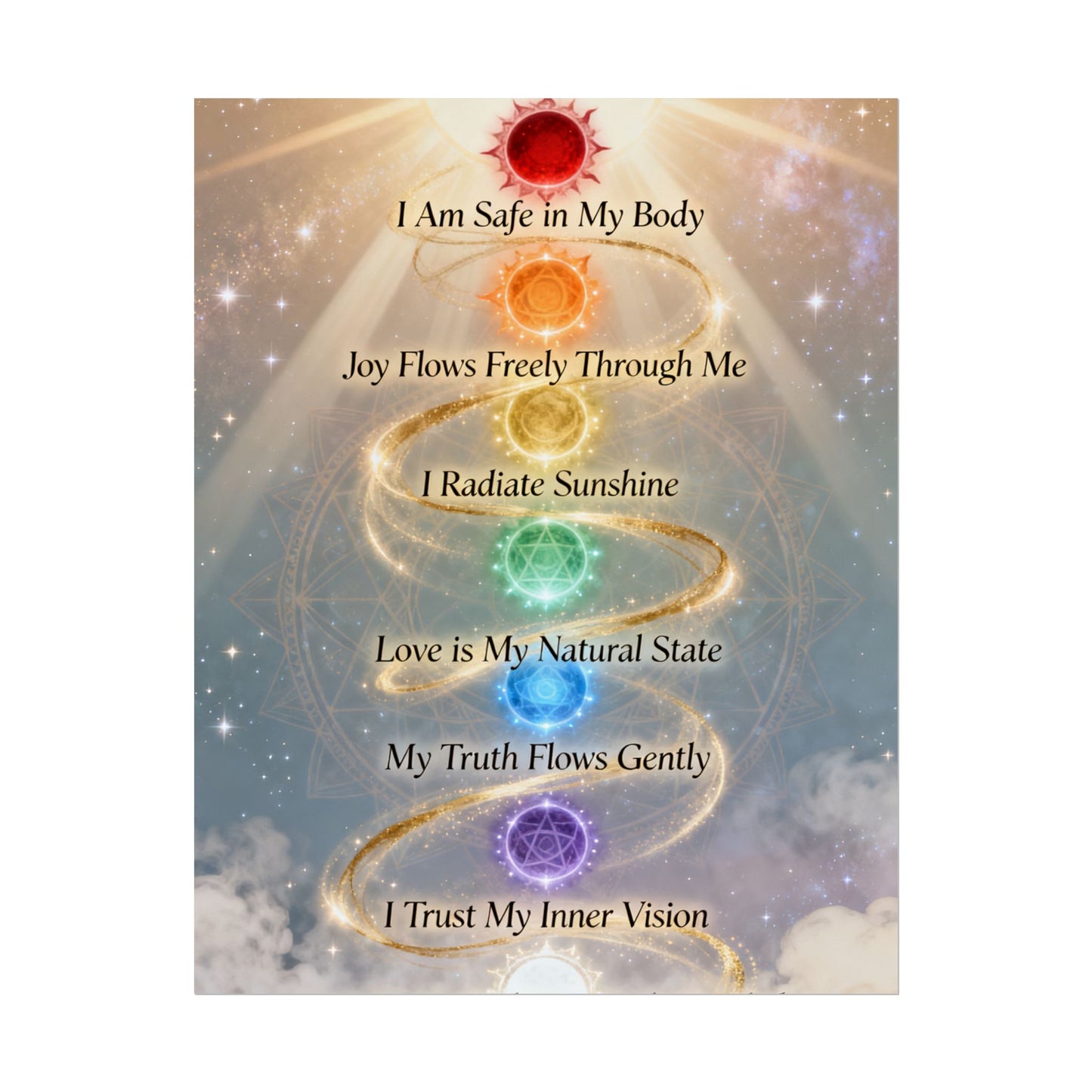 Chakra Affirmation Rolled Poster — Spiritual Wall Art