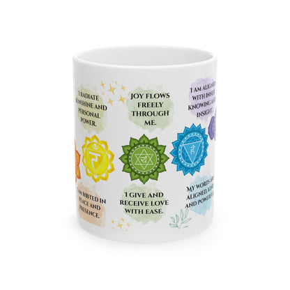 Chakra Affirmation Ceramic Mug — 11oz & 15oz Mindfulness Coffee Cup