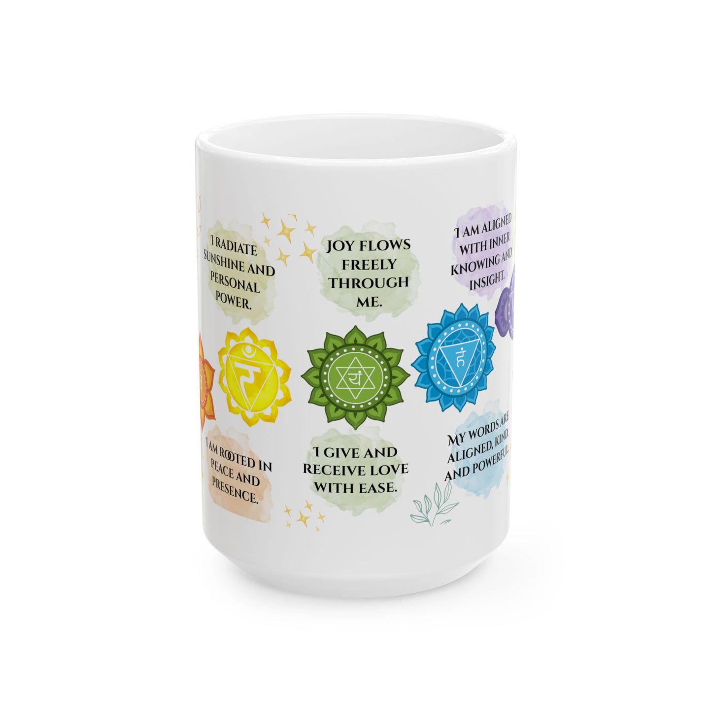 Chakra Affirmation Ceramic Mug — 11oz & 15oz Mindfulness Coffee Cup