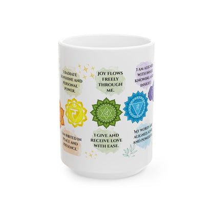 Chakra Affirmation Ceramic Mug — 11oz & 15oz Mindfulness Coffee Cup