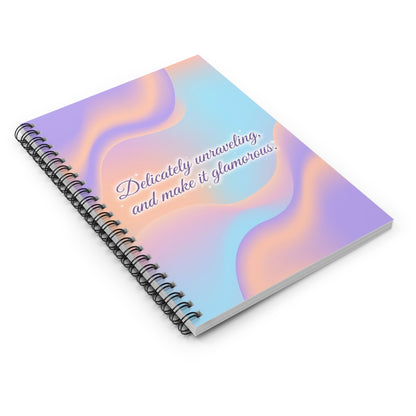 "Delicately unraveling and make it glamorous." —Pastel Aesthetic Ruled Journal Spiral Notebook