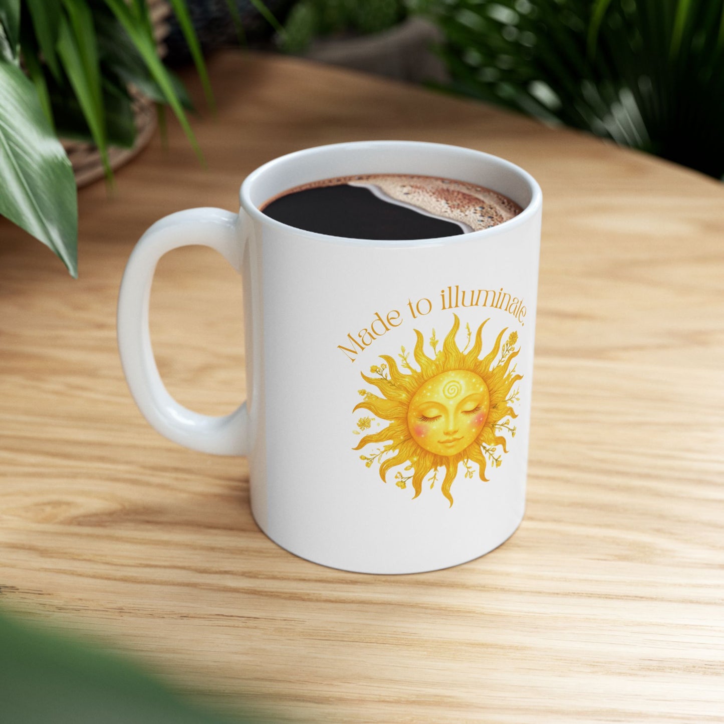 Sun & Moon Ceramic Mug — “Powerful in Practice” Yin Yang Astrology Coffee Cup (Made to Illuminate / Powerful in Presence)