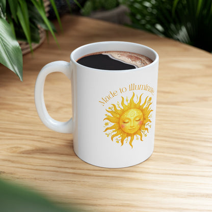 Sun & Moon Ceramic Mug — “Powerful in Practice” Yin Yang Astrology Coffee Cup (Made to Illuminate / Powerful in Presence)