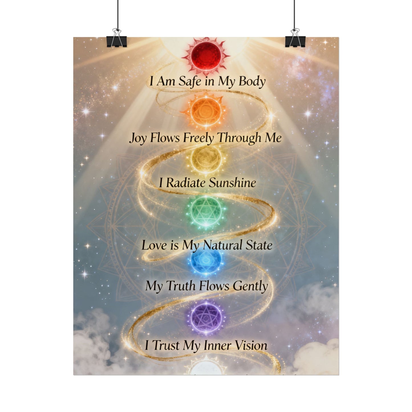 Chakra Affirmation Rolled Poster — Spiritual Wall Art