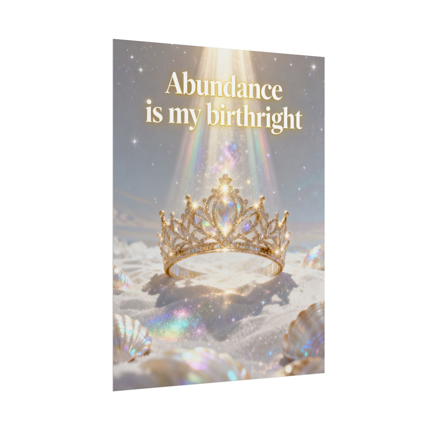 "Abundance Is My Birthright" Inspirational Crown Wall Art — Rolled Poster