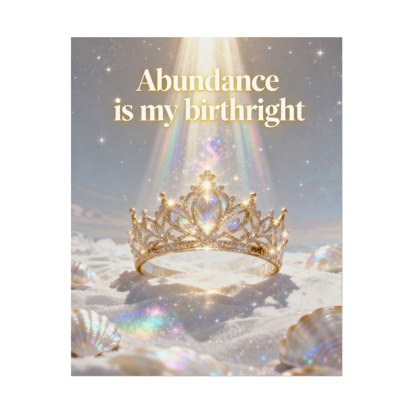 "Abundance Is My Birthright" Inspirational Crown Wall Art — Rolled Poster