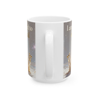 Inspirational Crown Mug – "I am connected to universal wisdom" Ceramic Coffee Cup