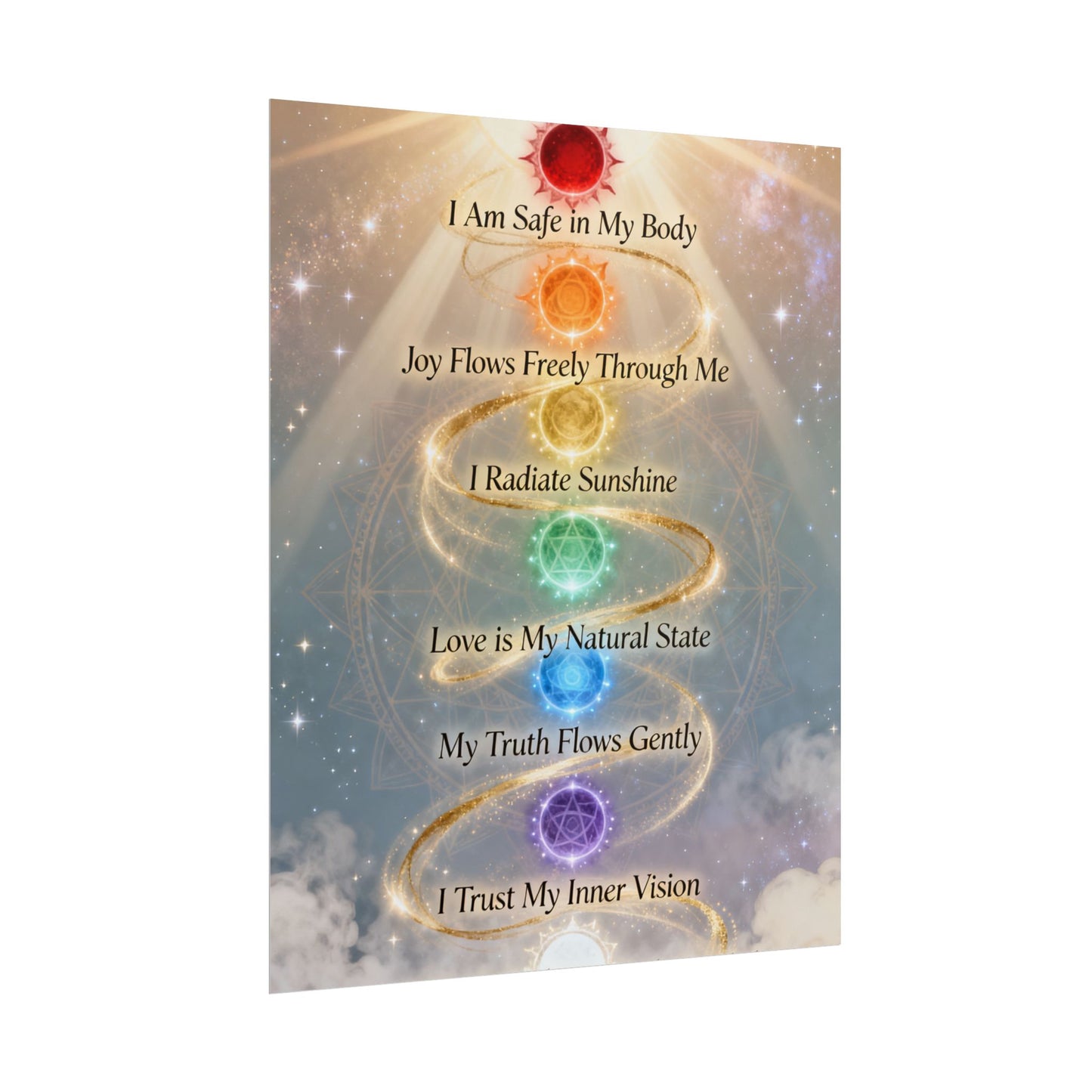 Chakra Affirmation Rolled Poster — Spiritual Wall Art