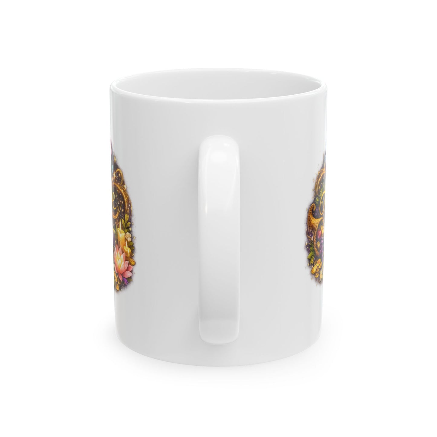 'Abundance is my Birthright' Moon Crystals Floral Ceramic Mug (11oz, 15oz)
