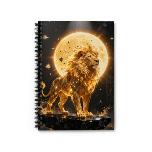 Lion Sun Notebook — Gold Leo Energy Ruled Journal for Astrology & Zodiac Lovers