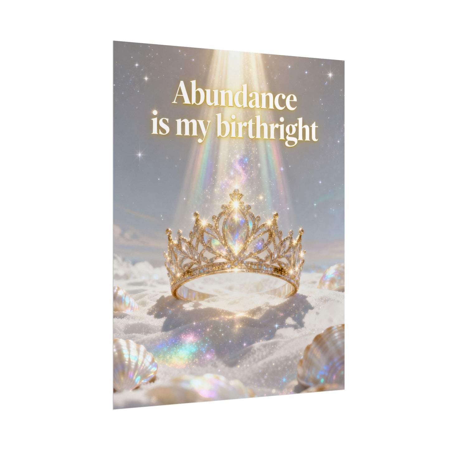 "Abundance Is My Birthright" Inspirational Crown Wall Art — Rolled Poster