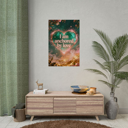 I am anchored by Love - Rolled Poster | Heart Affirmation Art Print