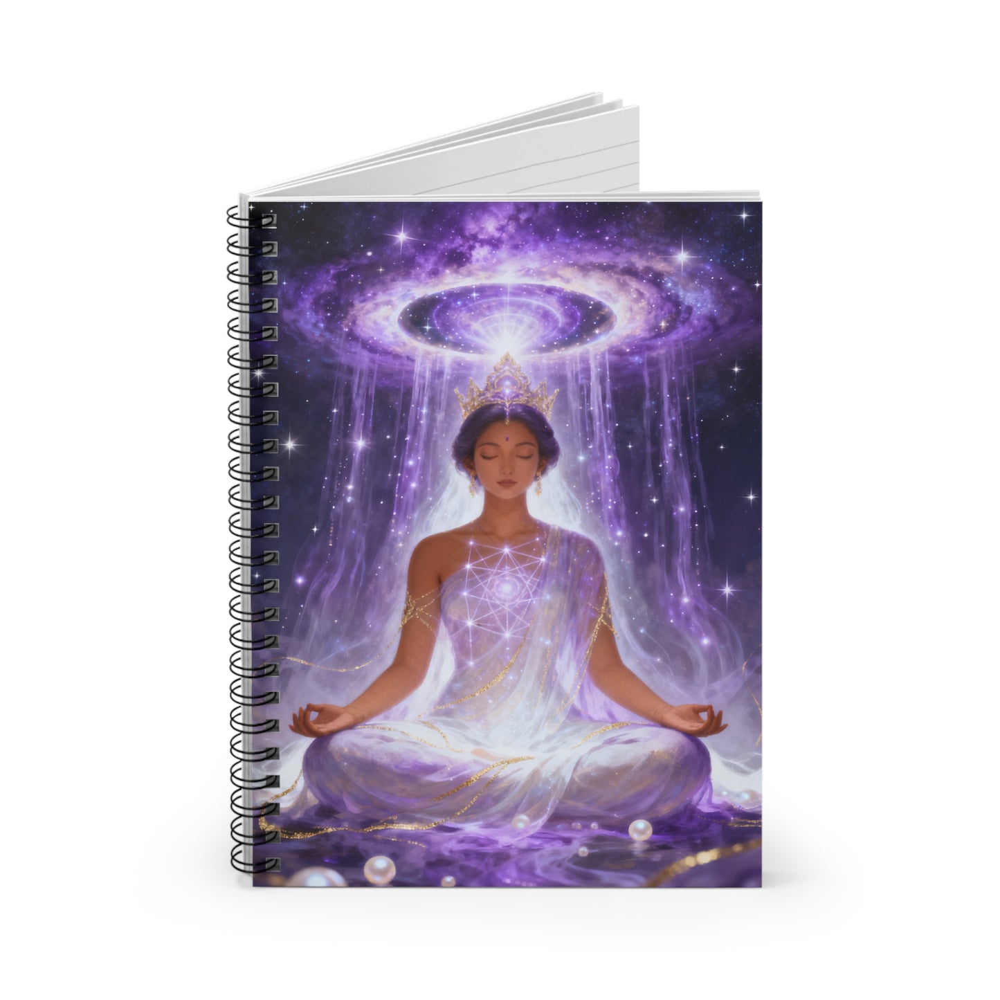 Meditation Notebook — Cosmic Crown Chakra Spiral Journal