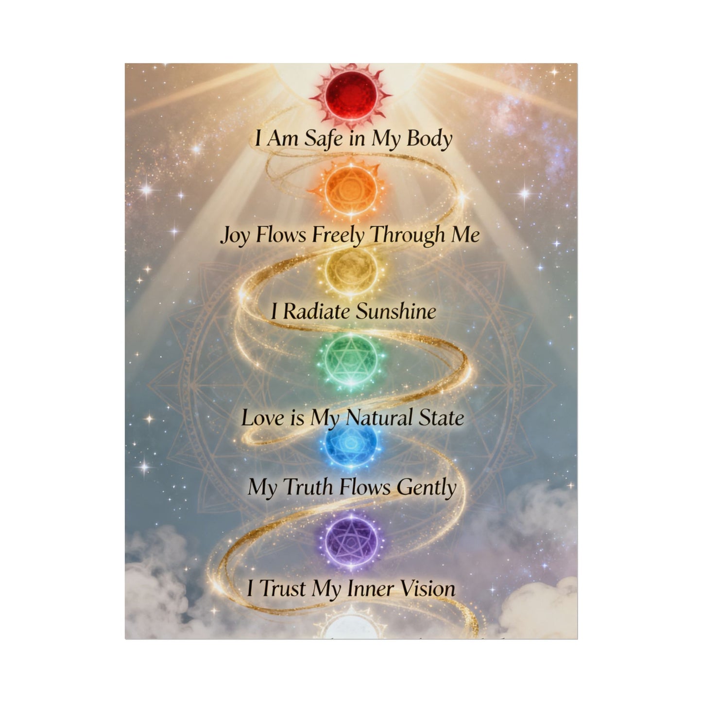 Chakra Affirmation Rolled Poster — Spiritual Wall Art