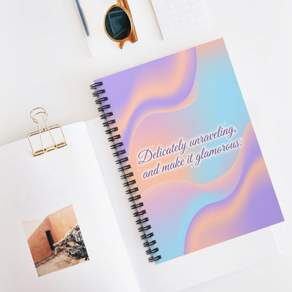 "Delicately unraveling and make it glamorous." —Pastel Aesthetic Ruled Journal Spiral Notebook