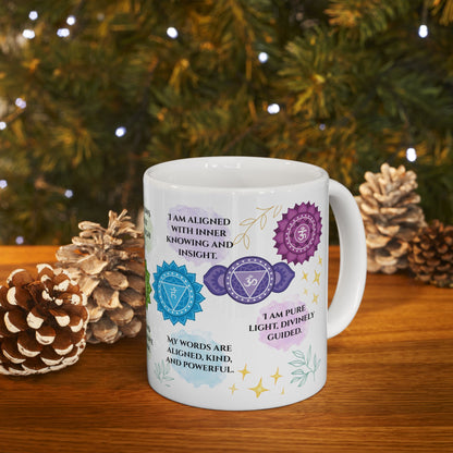 Chakra Affirmation Ceramic Mug — 11oz & 15oz Mindfulness Coffee Cup