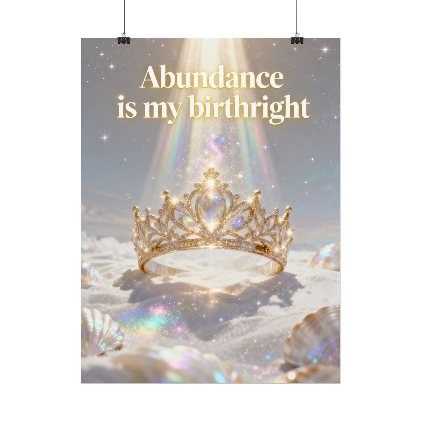 "Abundance Is My Birthright" Inspirational Crown Wall Art — Rolled Poster