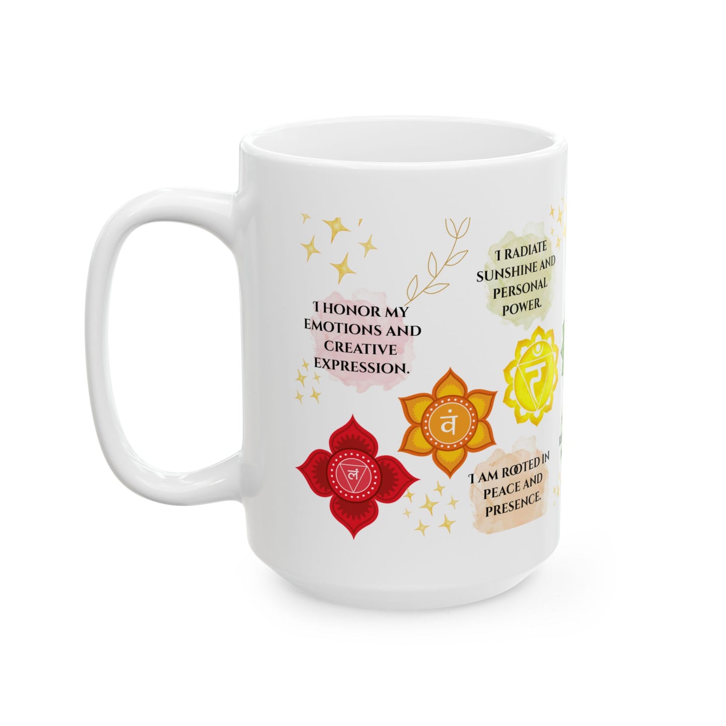 Chakra Affirmation Ceramic Mug — 11oz & 15oz Mindfulness Coffee Cup