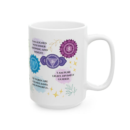 Chakra Affirmation Ceramic Mug — 11oz & 15oz Mindfulness Coffee Cup